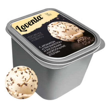 Мороженое сливочное "LOVENTA" Страчиателла и шоколадные хлопья 1кг. кювет Морозпродукт