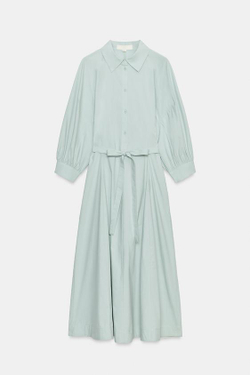 ZARA ПЛАТЬЕ-РУБАШКА — ZW COLLECTION, ЛИНЯЛЫЙ СИНИЙ