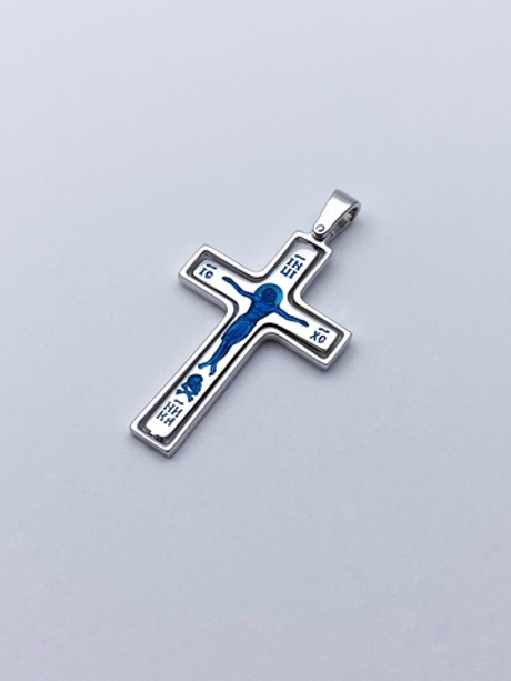 Крест из серебра/Родий/С подвижным ухом