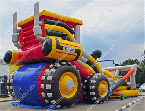 Детский надувной батут-горка "Бульдозер" 14*7*8.5 м
