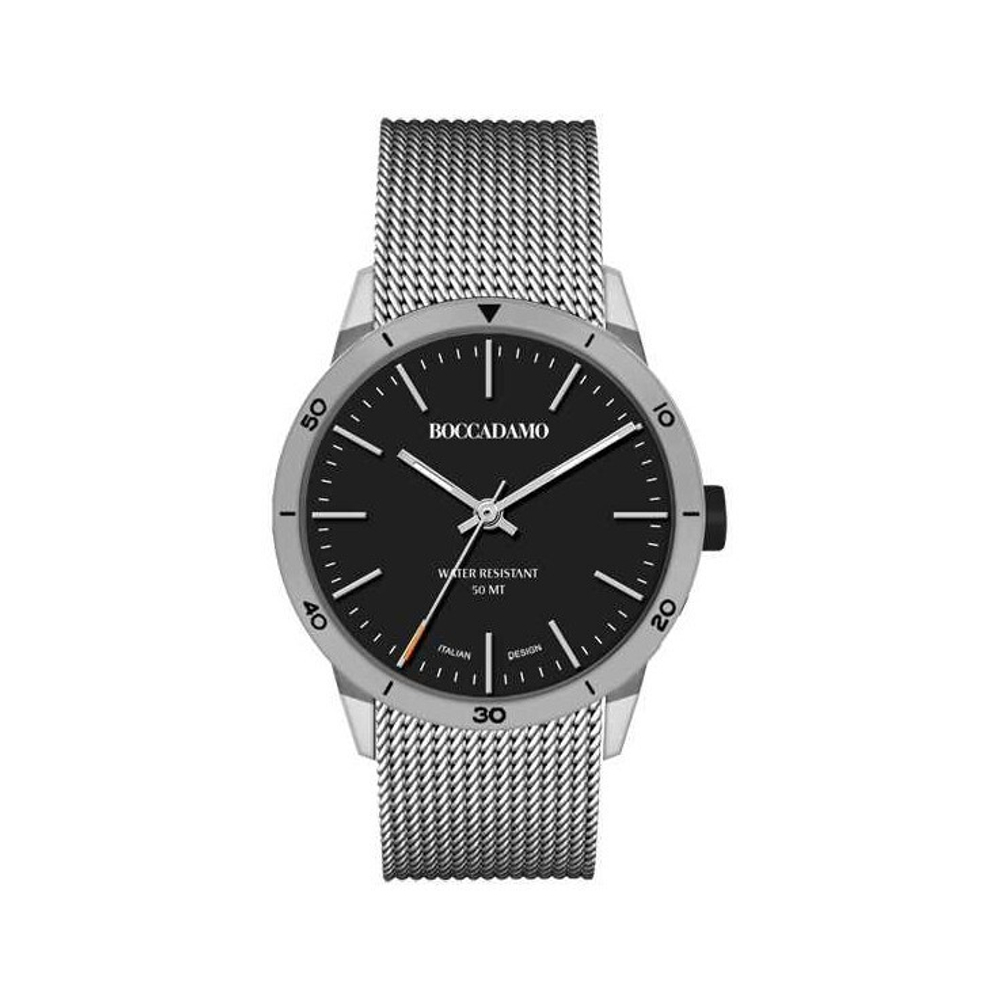 Часы Boccadamo Navy Silver Black NV016 BW/S  с минеральным стеклом