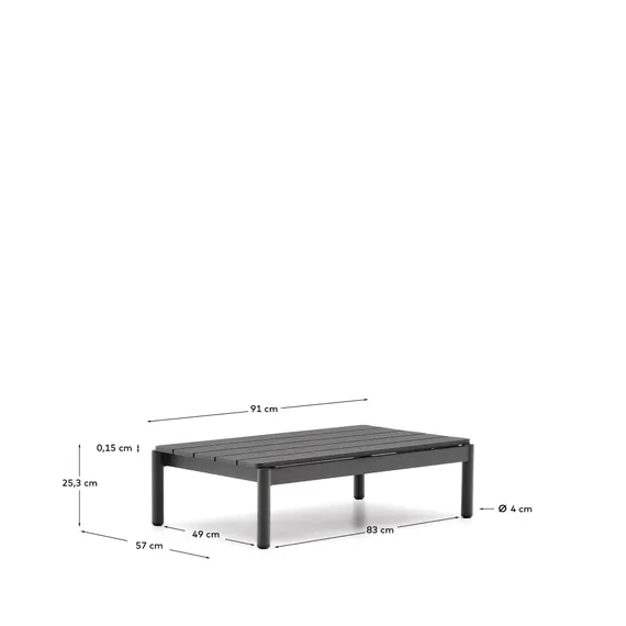 Журнальный столик Sorells из серого алюминия 57 x 91 см