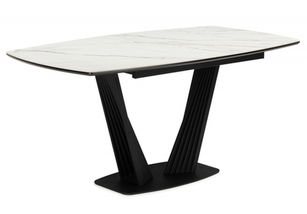 Керамический стол Woodville Вейл 160(205)х89 gilt white, черный