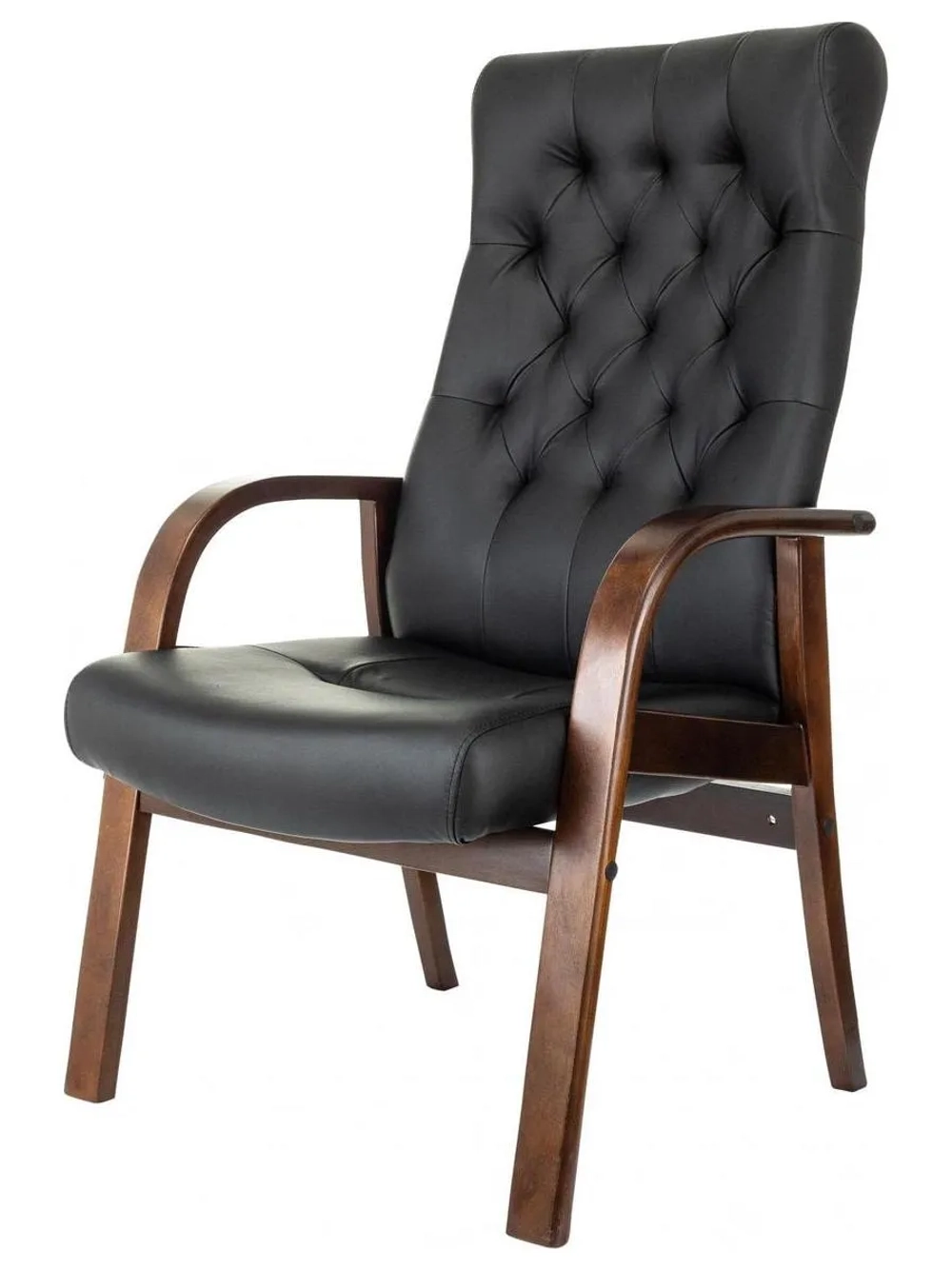 Кресло Бюрократ T-9928WALNUT-CF черный, кожа на ножках/дерево