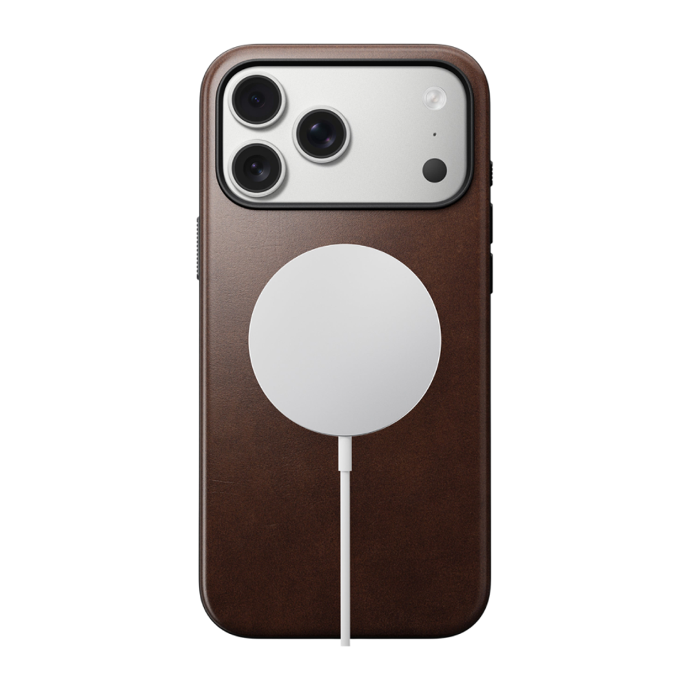 Кожаный чехол MagSafe Nomad Horween Modern Leather Case для iPhone 17 Pro Max Гибридный укреплённый чехол из натуральной кожи Horween с сенсорной накладкой для Контроллера камеры