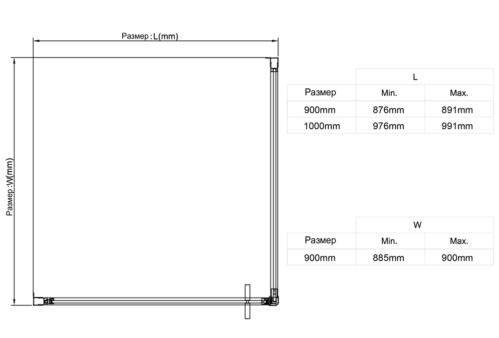 Душевой уголок Slim 8mm VSR-4SLP9010CLG, 1000*900, брашированное золото, стекло прозрачное