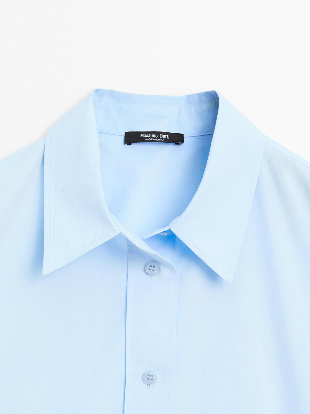 Massimo Dutti Рубашка из 100% хлопкового поплина, светло-голубой