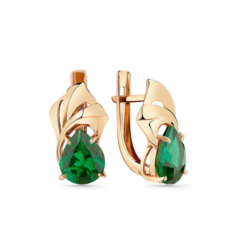 Серьги из золота 585 пробы с Изумрудом