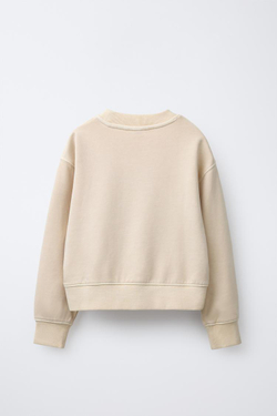 ZARA КОМПЛЕКТ: ТОЛСТОВКА И БРЮКИ WIDE LEG С НАДПИСЬЮ, ЦВЕТ СЛИВОЧНОГО МАСЛА