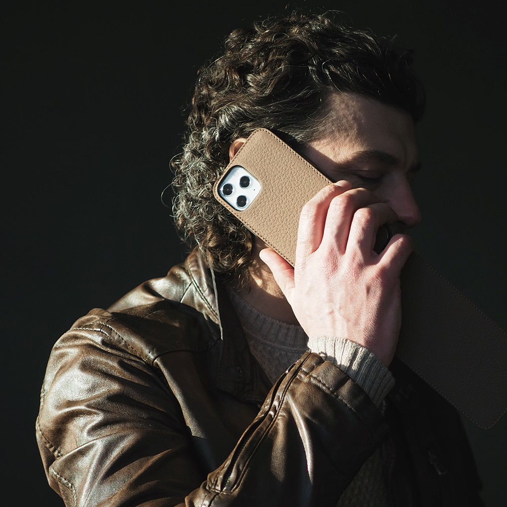 Чехол для iPhone 12 Pro Max из натуральной кожи теленка, цвета кофе