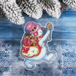 Наклейка на стекло «Снеговик с мешком» 15*20 см