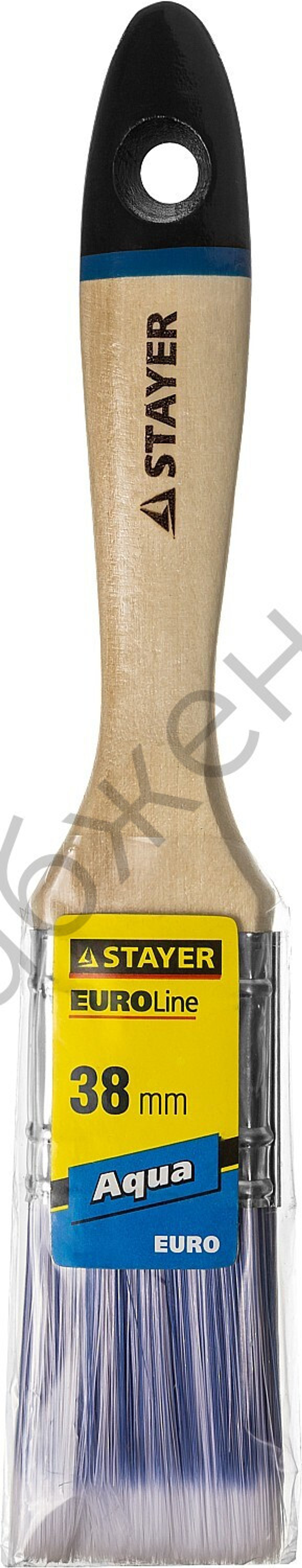 STAYER AQUA 38 мм, 1,5″ искусственная щетина, деревянная ручка для воднодисперсионных и акриловых ЛКМ, Плоская кисть, EURO (01062-038)