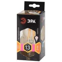 Лампа светодиодная ЭРА F-LED A60-13W-827-E27 13Вт филамент груша теплый белый свет E27 | Филаментные декоративные