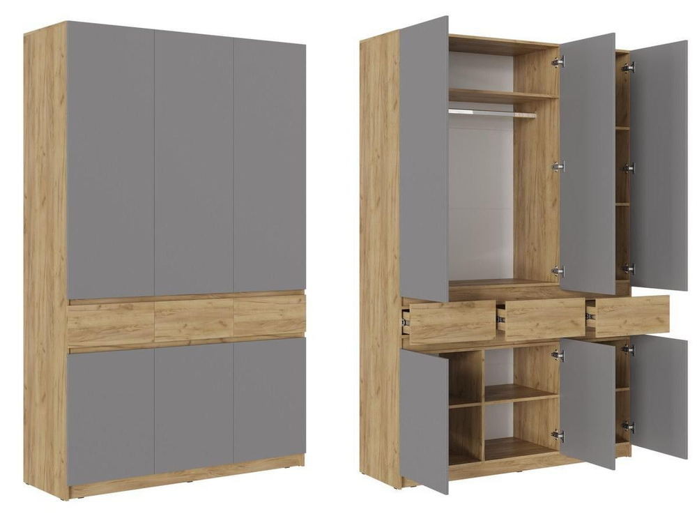 Прихожая с зеркалом комплект мебели Дуб Крафт Золотой/Серый Шифер, Бостон, 250х51х236 см Стиль