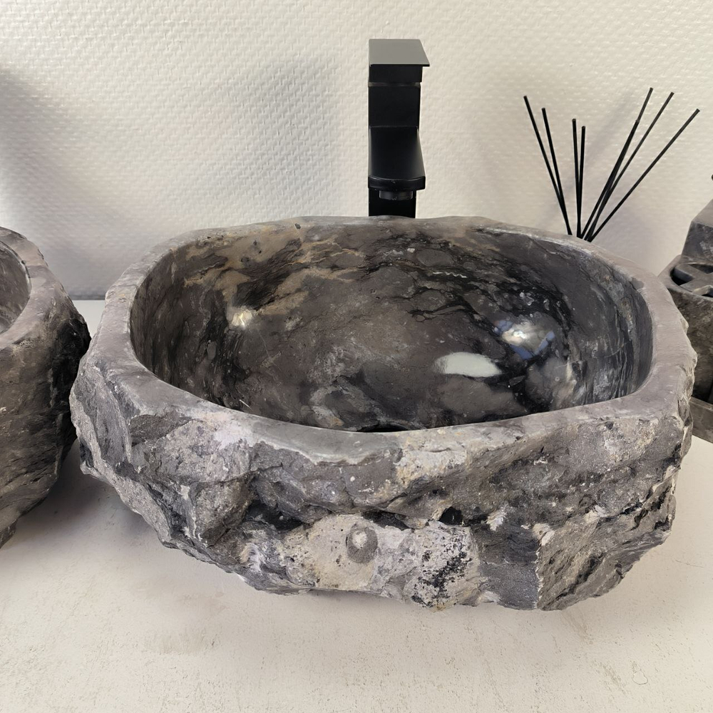 Раковина из мрамора ПАРА! Erozy Grey EM-65322 40*32*16 0882