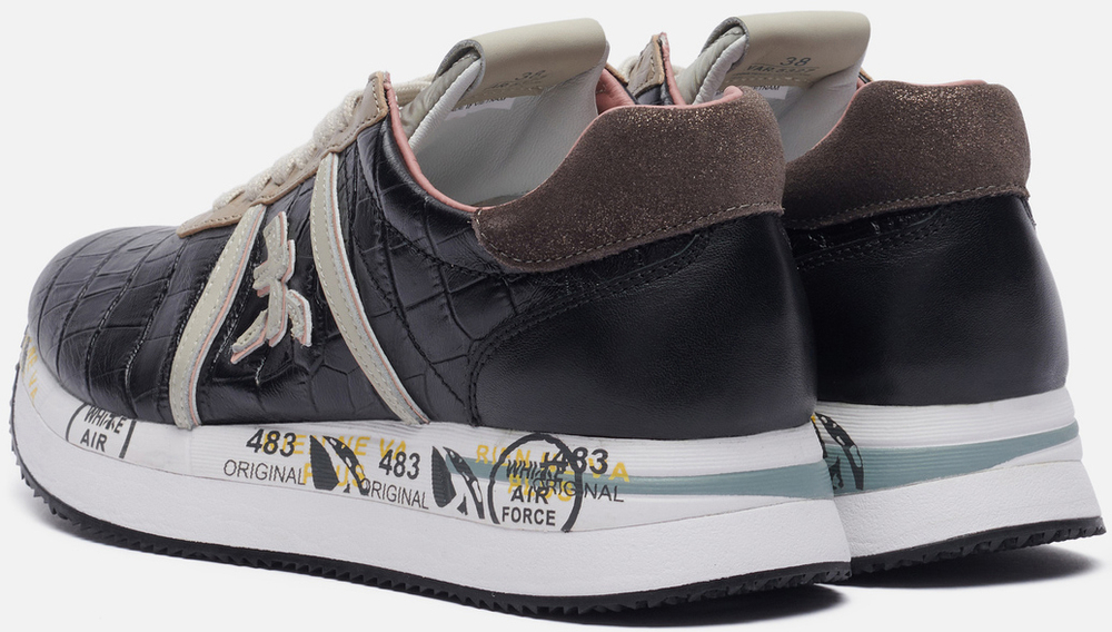 Premiata Conny 5327 черные с коричневым кожаные