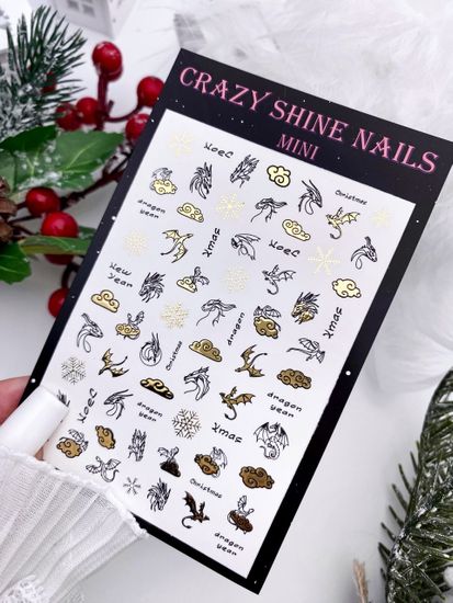 Слайдер-дизайн Crazy Shine Nails mini Foil: Контурные драконы