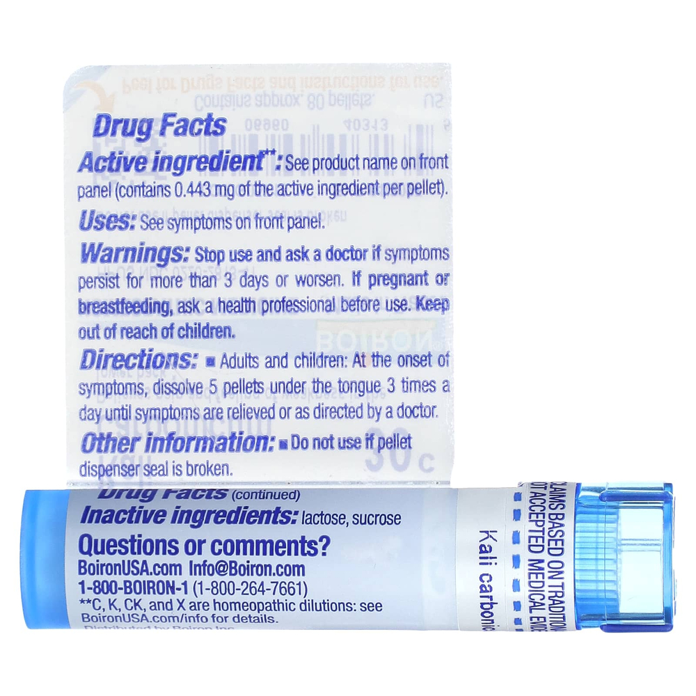 Boiron, Kali Carbonicum, 30C, облегчение боли в спине, примерно 80 гранул