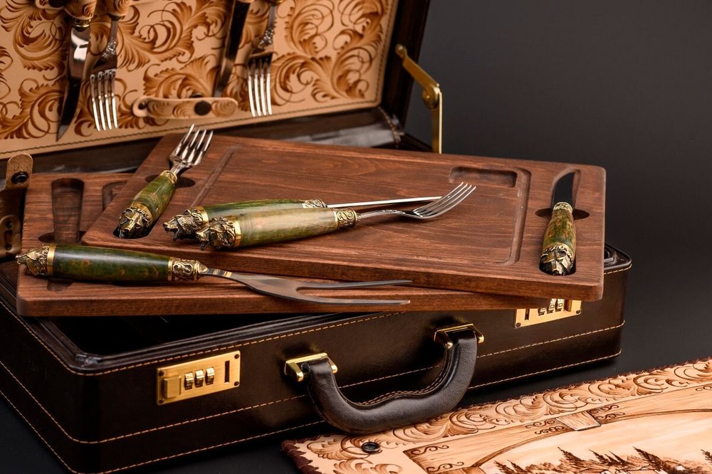 Набор для стейков №4, Карельская береза