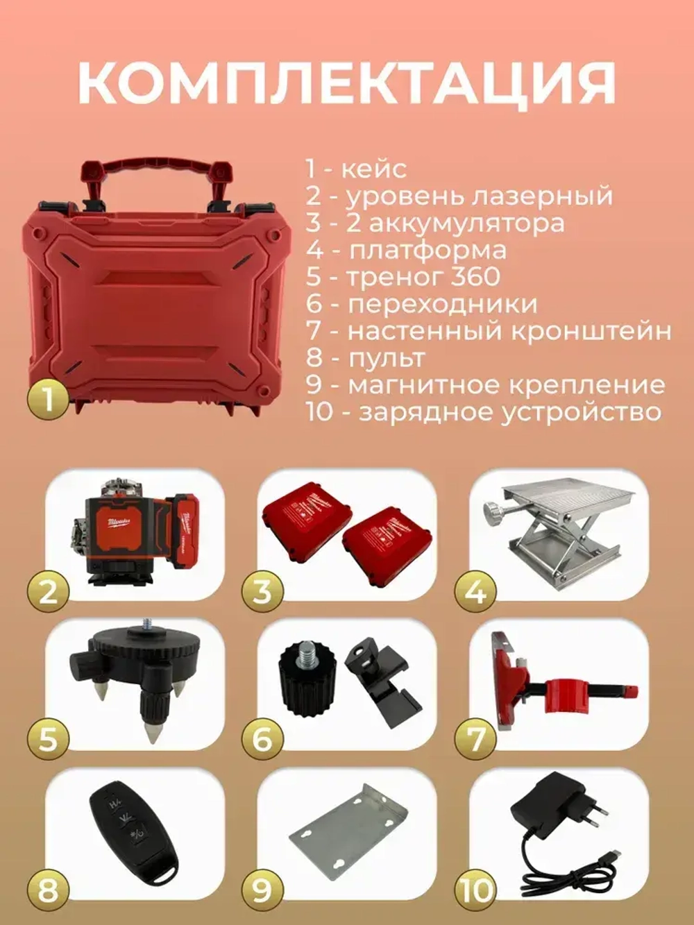 Лазерный уровень/нивелир, профессиональный 360