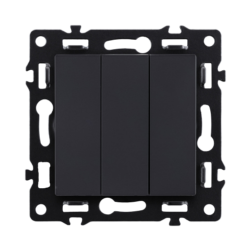 Трехклавишный выключатель 10А/250В Черный Kollinger Asthetik AS-710BK