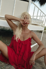 Платье мини с воланами red