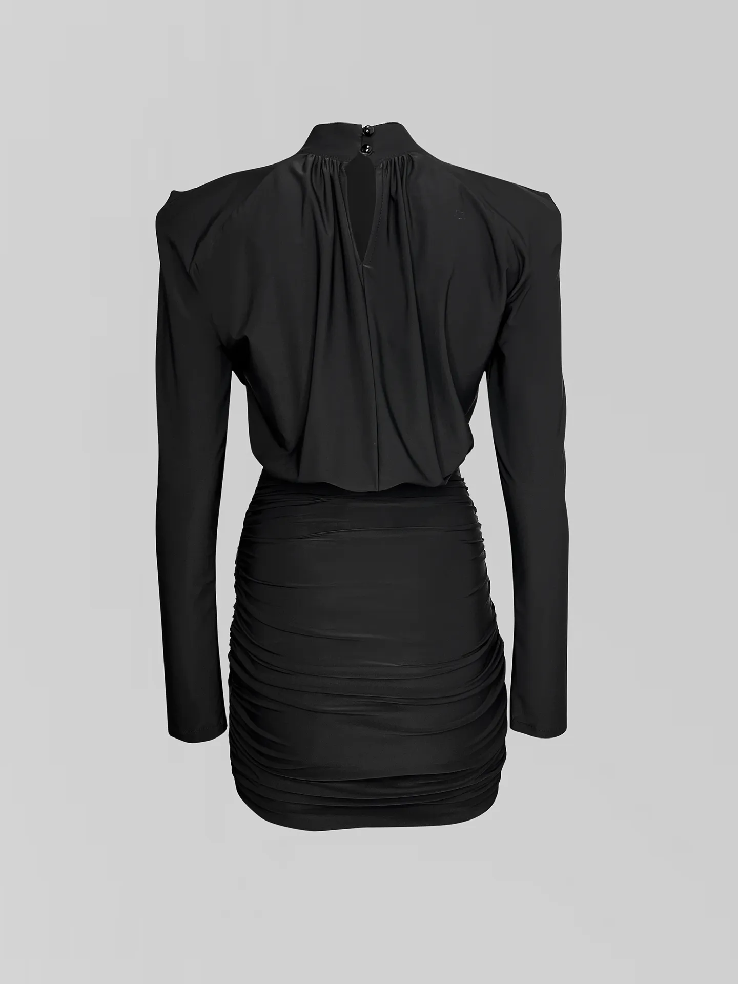 Платье Agdali Brand 1045 однотонное с драпировкой и объемными плечами