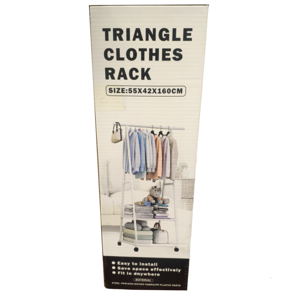 Напольная передвижная вешалка, треугольная стойка для одежды "Triangle Clothes Rack" 55х42х160см