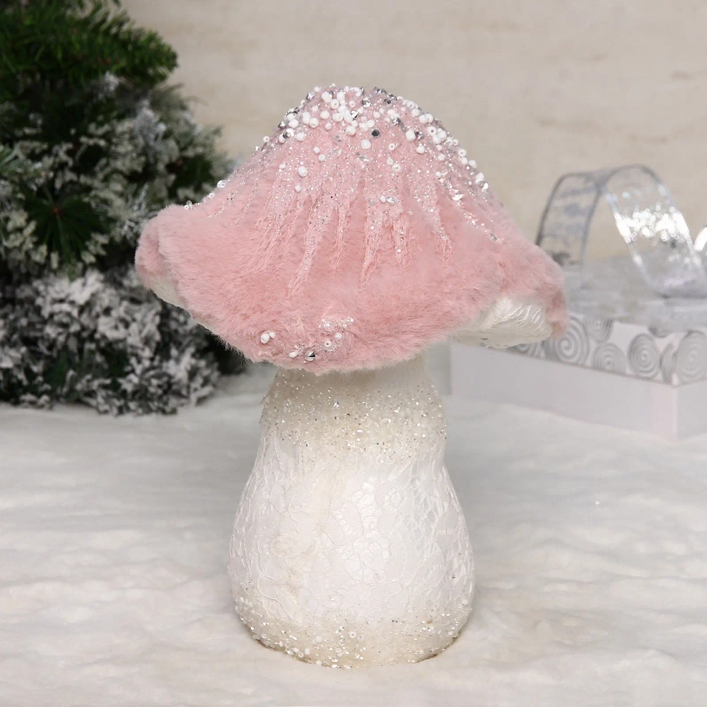 Фигурка новогодняя «Весёлый грибочек» 20*20*26 см, Розовый