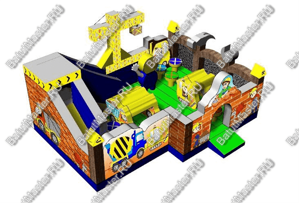 Коммерческий надувной батут "Строители"