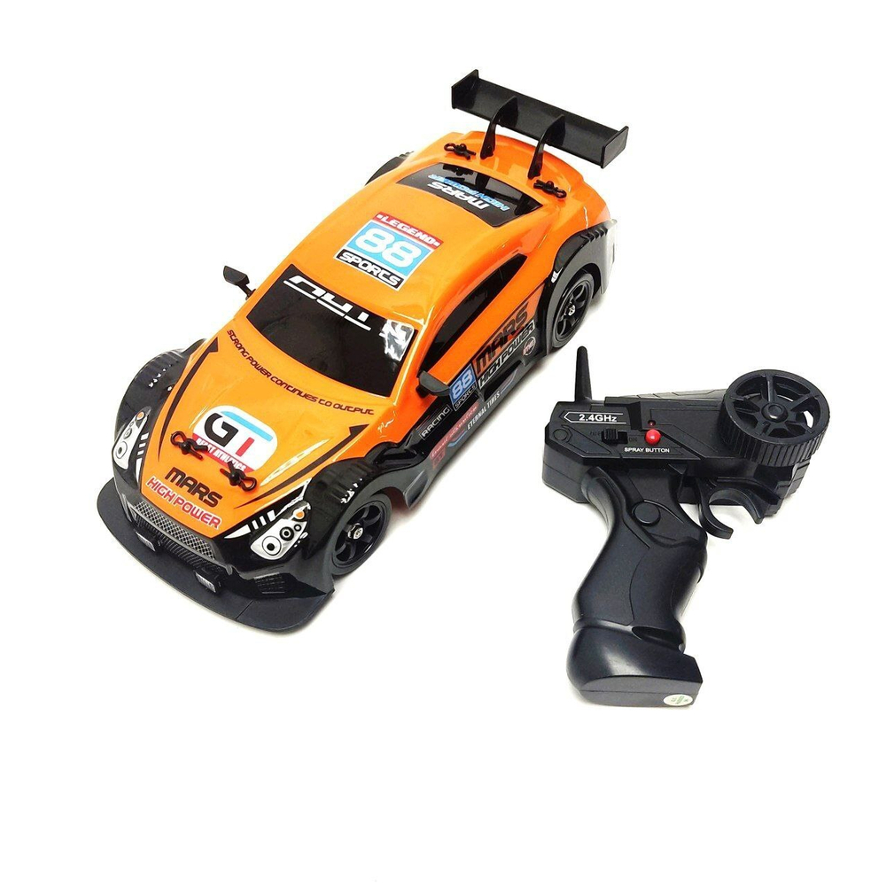 Радиоуправляемая машина для дрифта HB Nissan GTR (4WD, свет, пар, акб, 1:16) - SC16A06-1 оранджево-черный