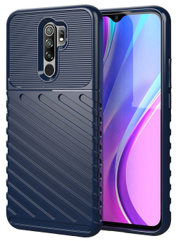 Ударопрочный чехол темно-синего на Xiaomi Redmi 9, серия Onyx от Caseport