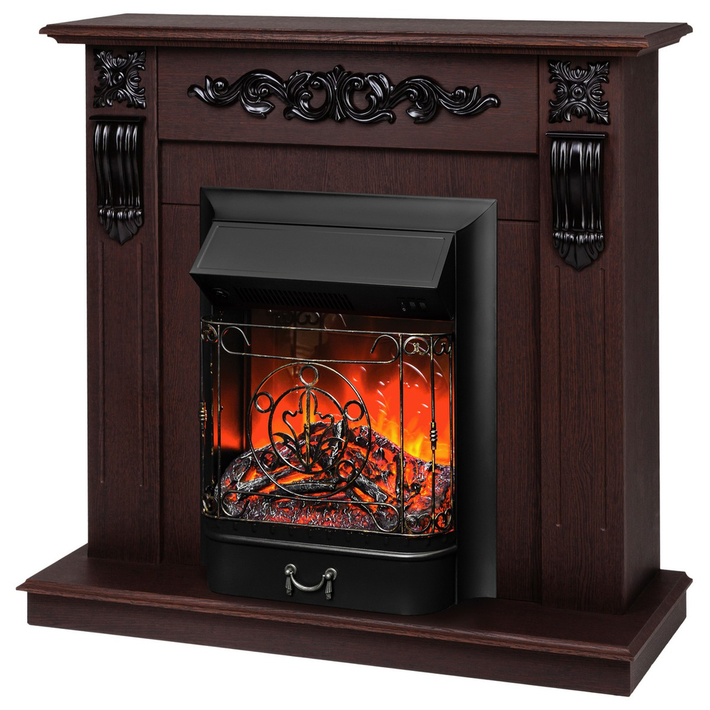 Электрокамин RealFlame Dominica DN орех с очагом Majestic Lux Black