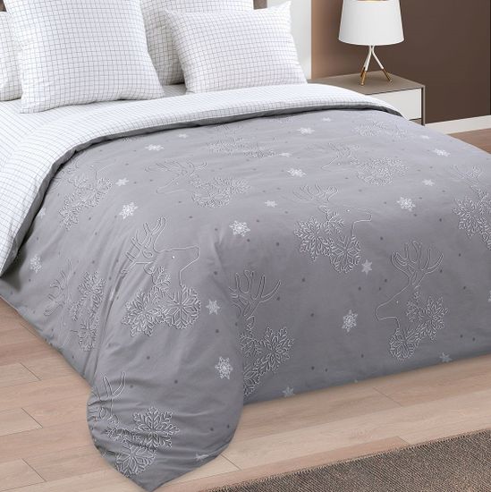 Евро комплект постельного белья Снежный олень поплин