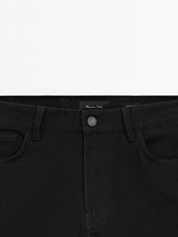 Massimo Dutti Зауженные джинсы из смесового хлопка с полировкой, черный