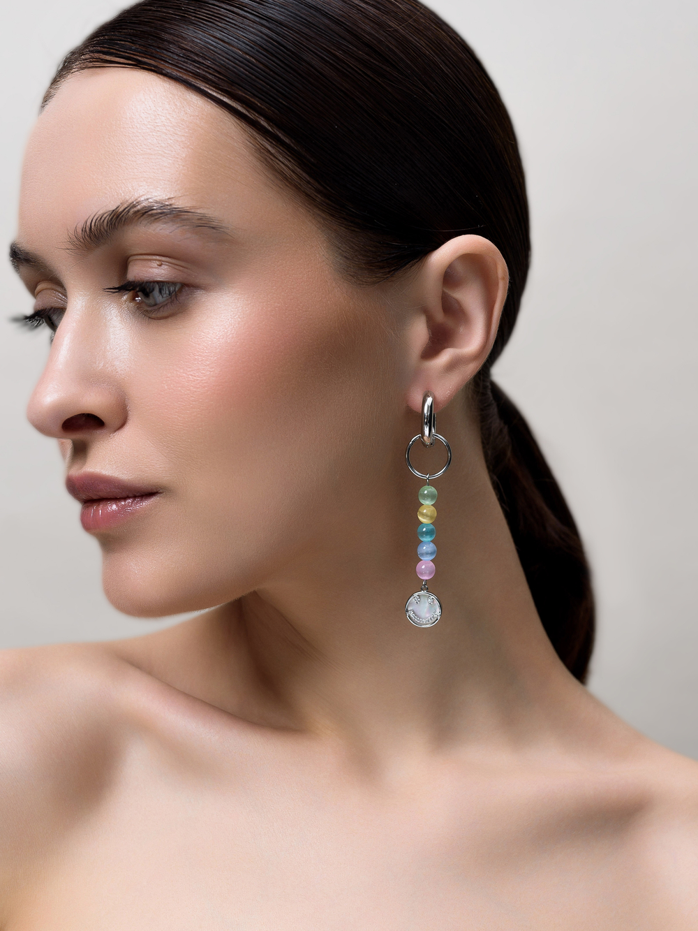 Серьги "Kill My Mind" из селенита Silver