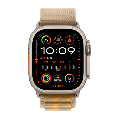 Умные часы Apple Watch Ultra 2 (2024) GPS + Cellular, 49mm, Natural Titanium Case with Tan Alpine Loop M, (Песочный)