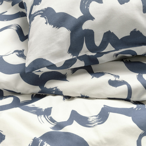 Комплект постельного белья IKEA EKPURPURMAL (ЭКПУРПУРМАЛ), Двуспальный, Белый с рисунком, 240x220, 50x80 см