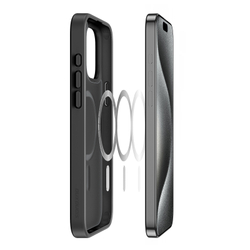 Прозрачный матовый чехол с черными рамками и с MagSafe от Dux Ducis для iPhone 15 Pro, серия Yind Series Case