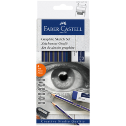 Набор чернографитных карандашей Faber-Castell "Goldfaber" 6шт+ластик+точилка 2H-6B
