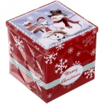 Банка жестяная 9*9*9см «Снеговики»