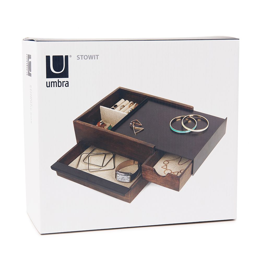 Шкатулка Stowit, черная/орех