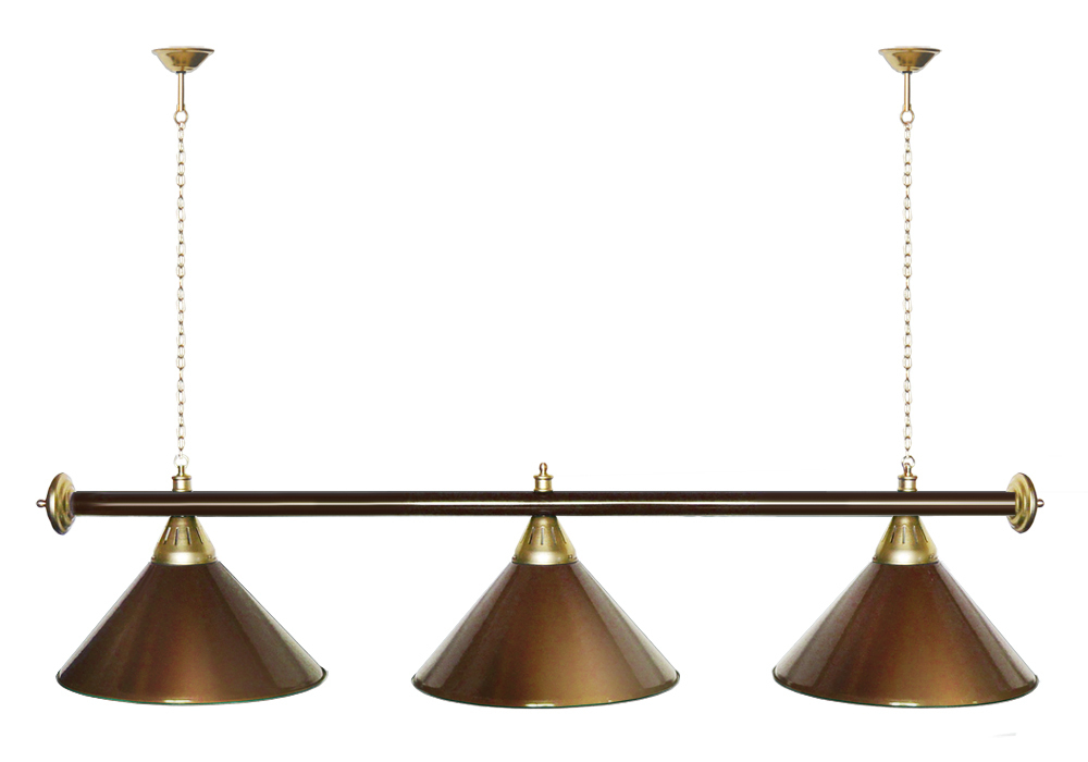 Лампа STARTBILLIARDS 3 пл. (плафоны зеленые,штанга зеленая,фурнитура золото)