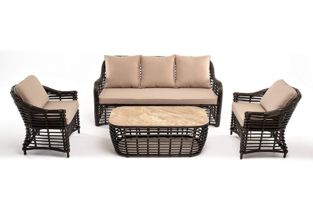 "Ницца" лаунж-зона из искусственного ротанга, цвет бронзовый