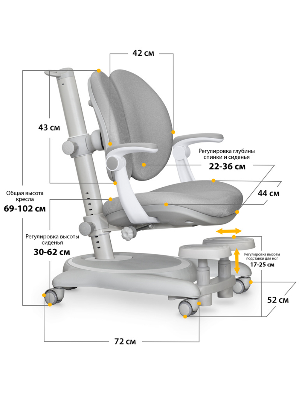 Детское кресло Mealux Ortoback Duo Plus Grey (арт. Y-510 G Plus)