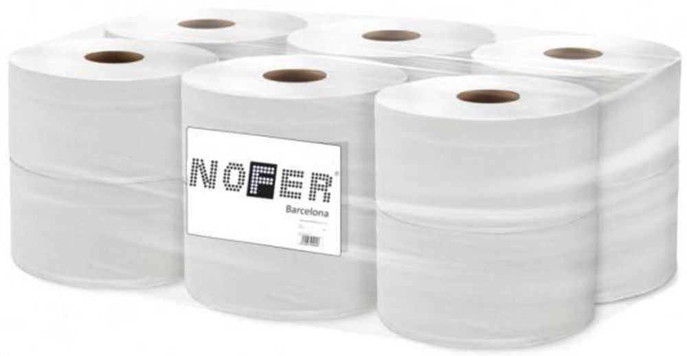 Бумага туалетная двухслойная премиум белая NOFER OC-2-160 (Блок: 12 рул. по 160м)