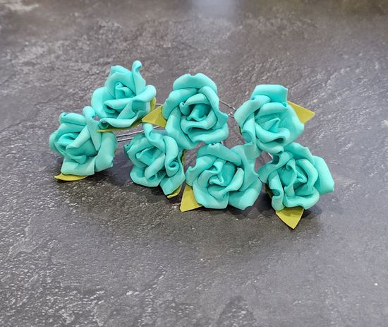 Набор шпилек "Розы большие" латекс, 3 шт, бирюза
