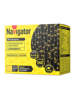 Гирлянда светодиодная 61 857 NGF-C01-192WW-10-1.5х1.2m-230-TR-IP20 Navigator 61857