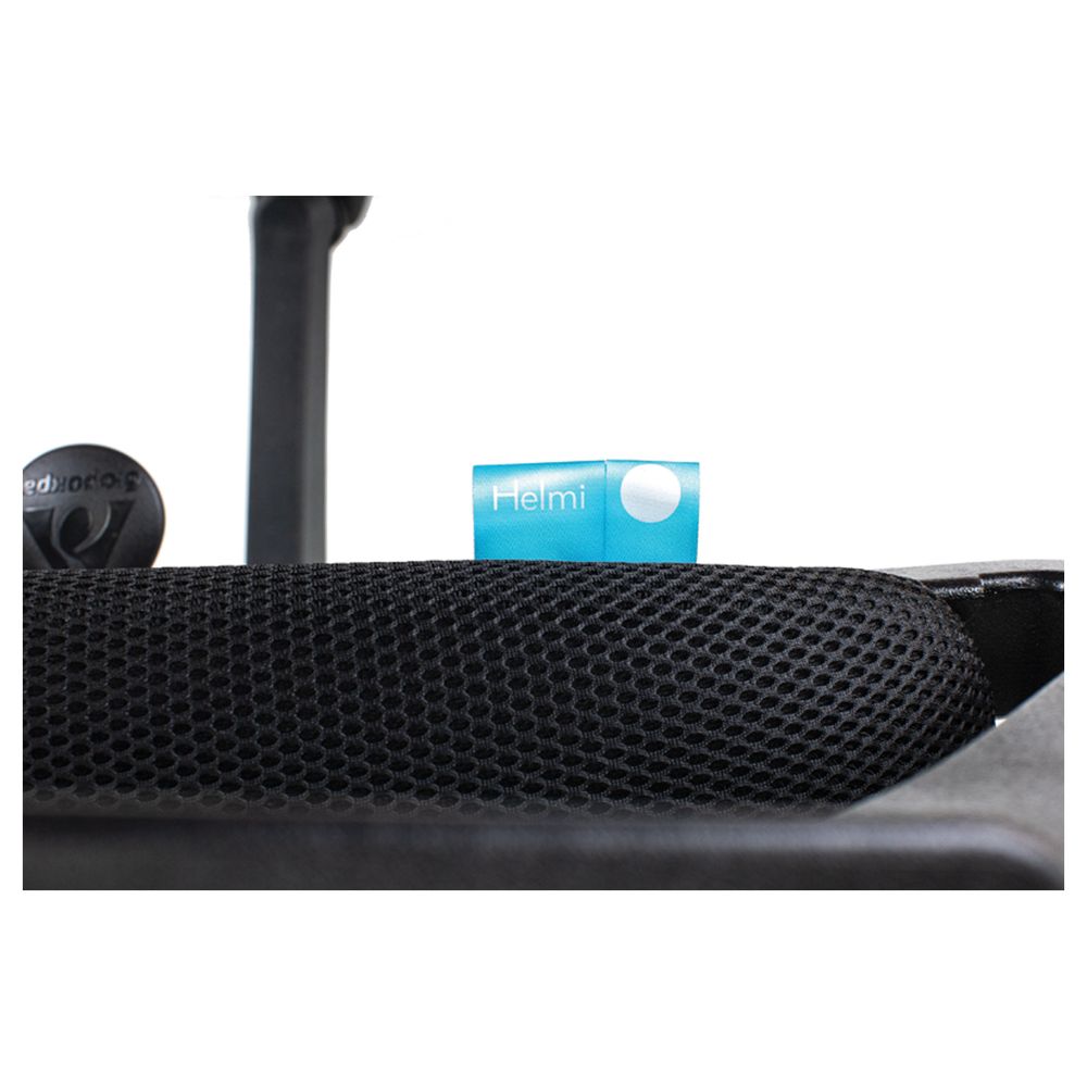 Кресло оператора Helmi HL-M95 R (695) "Airy", спинка сетка синяя/сиденье ткань TW черная, пиастра