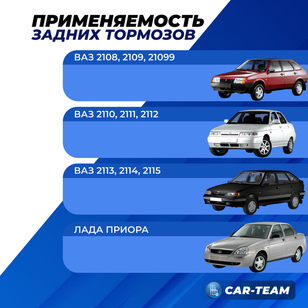 Тормоза задние дисковые ВАЗ 2108-21099, 2110-2112, 2113-2115, Лада Приора (без АБС) на базе суппортов Лада Веста Sport